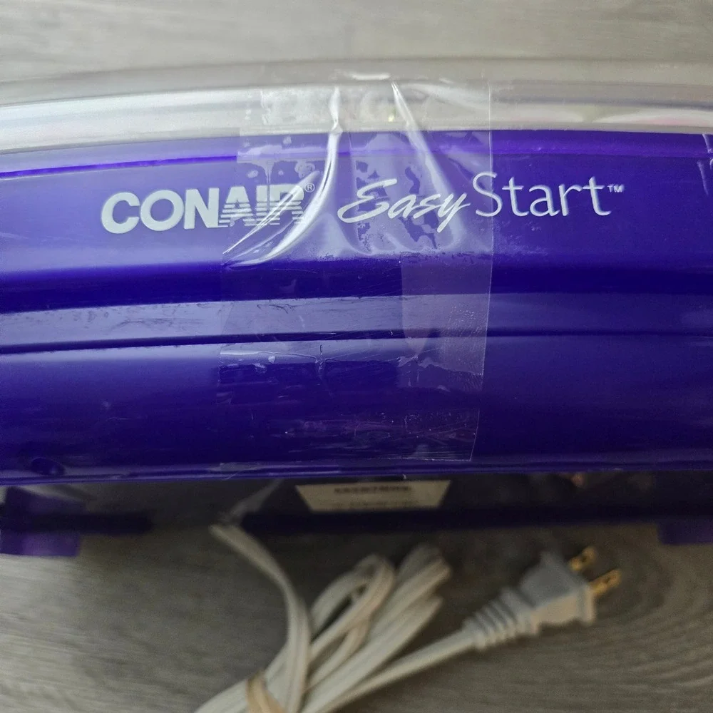Conair Purple Hot Rollers Set Easy Start Multi-Size Heated Hair Curlers 7 Clips
